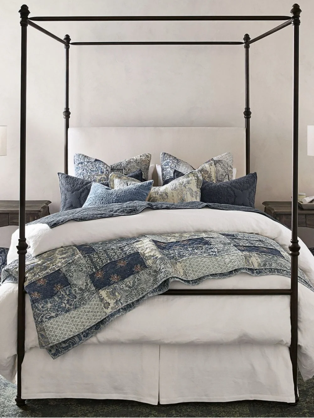 Pottery Barn Cotton / Linen Bed Skirt With Side Pleats 14”’/ KiNG Size